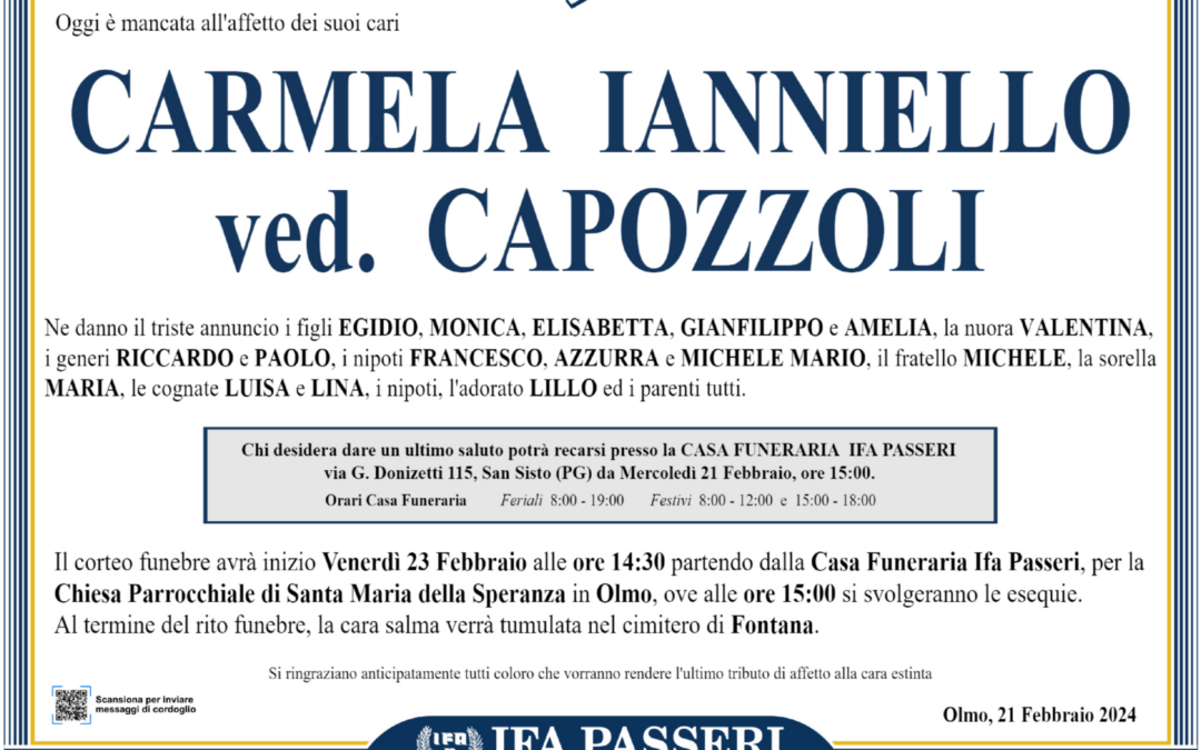 Carmela Ianniello ved. Capozzoli