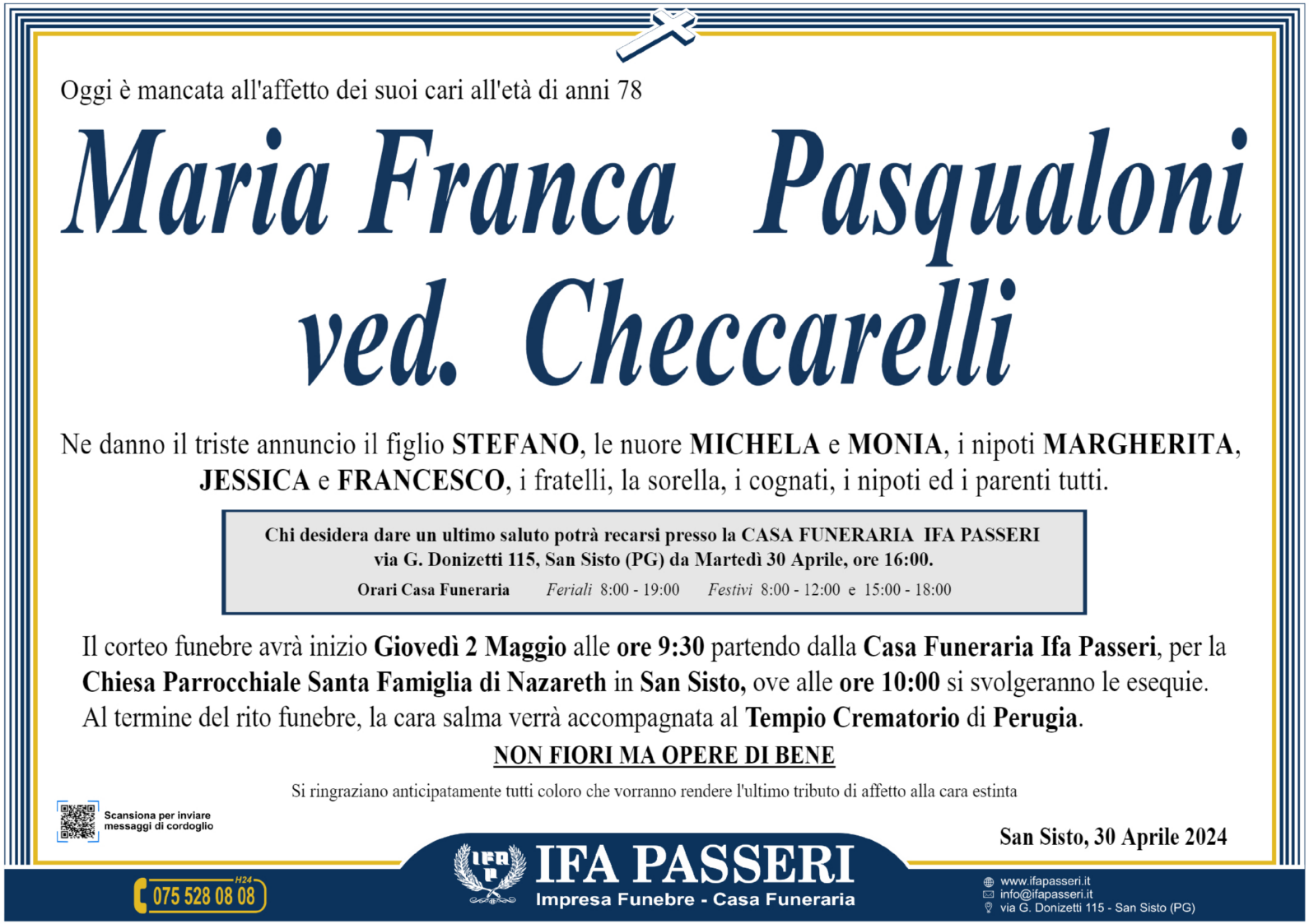 Maria Franca Pasqualoni ved. Checcarelli